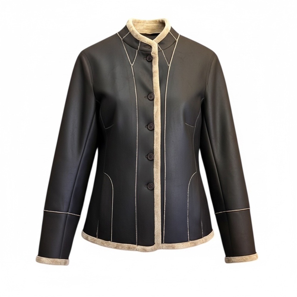 Kristen Blake Vintage Brown Faux Leather Jacket Size S